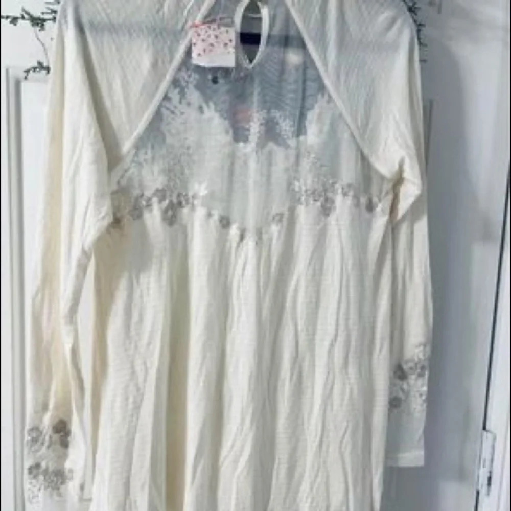 NWT Free People Saheli Embroidered Mesh Floral Top Ecru